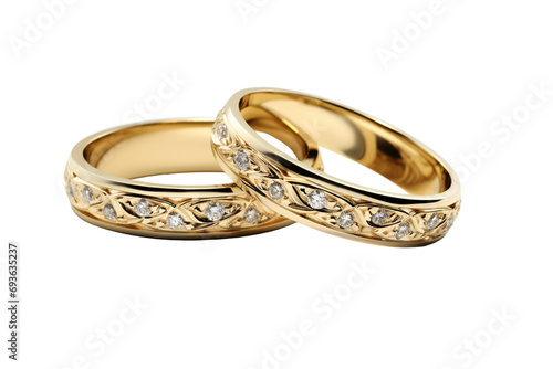 gold wedding rings isolated on transparent backgrounds for design High-quality stock PNG created using generative Ai tools