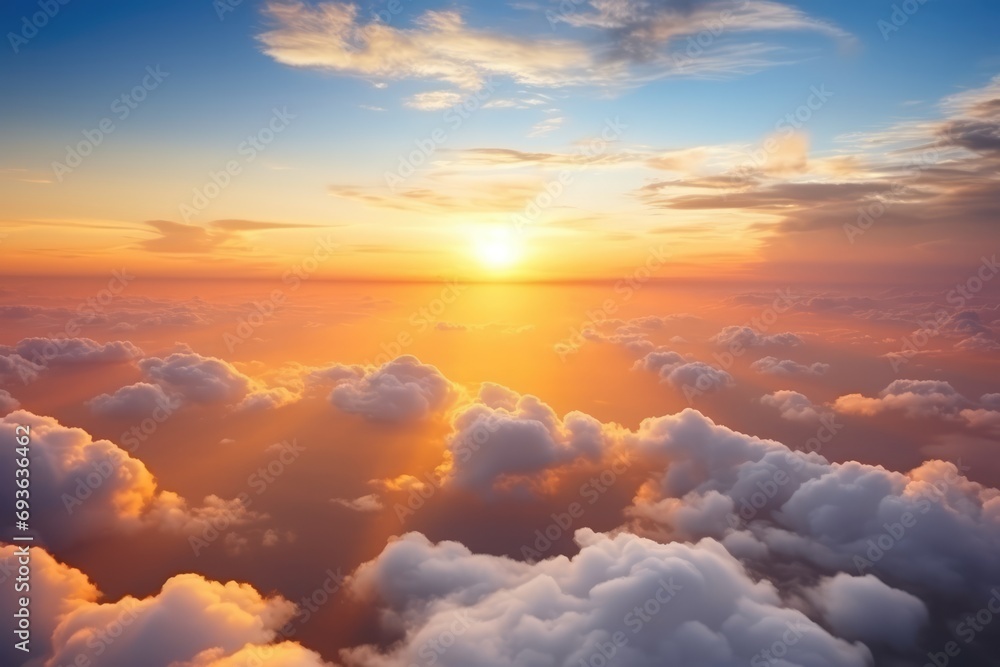Aerial View Of Beautiful Clouds At Sunset