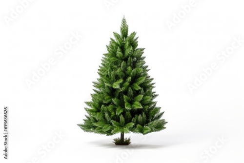 Artificial Christmas Tree Set Against A White Background