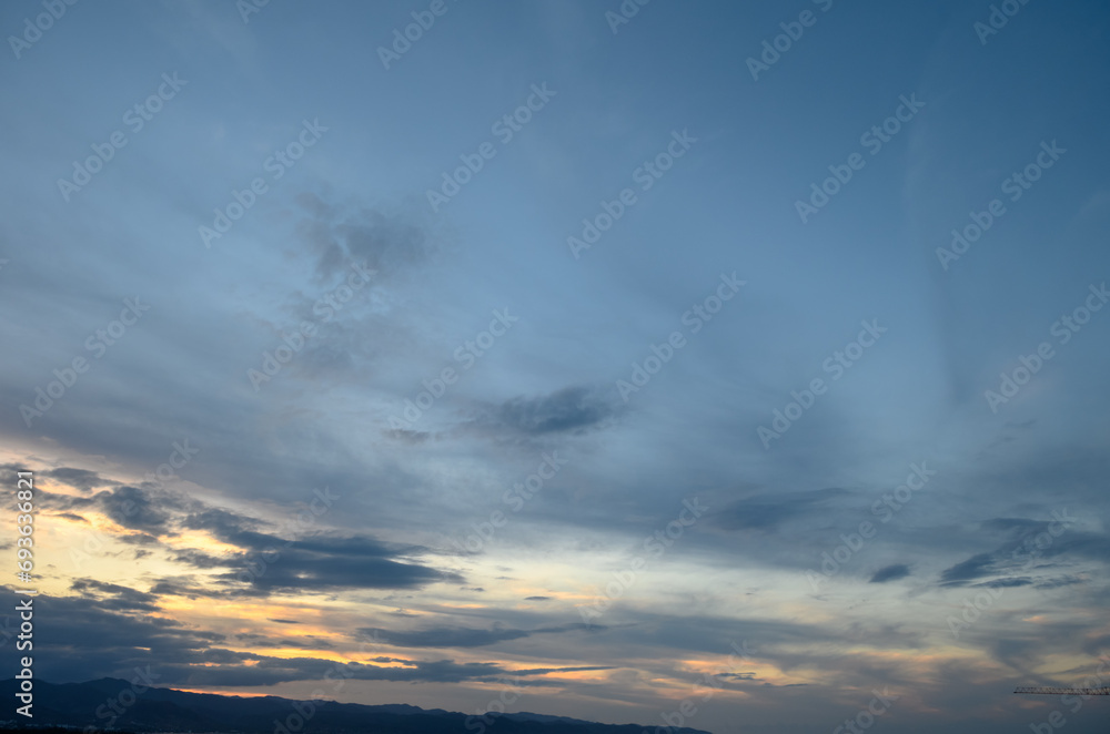 blue sunset sky with clouds over the Mediterranean sea in winter 5