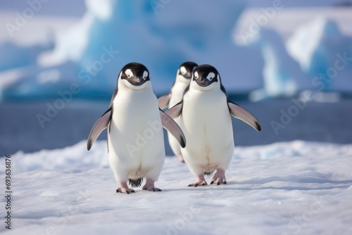 Charming Penguins On Ice  Captivating Waddling Display