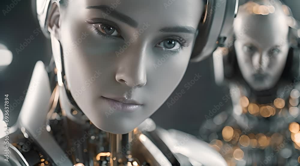 Futuristic Dialogue: AI Robot Video Discussing Human-Technology Interaction and AI Advancement Futuristic Dialogue: AI Robot Video Discussing Human-Technology Interaction and AI Advancement