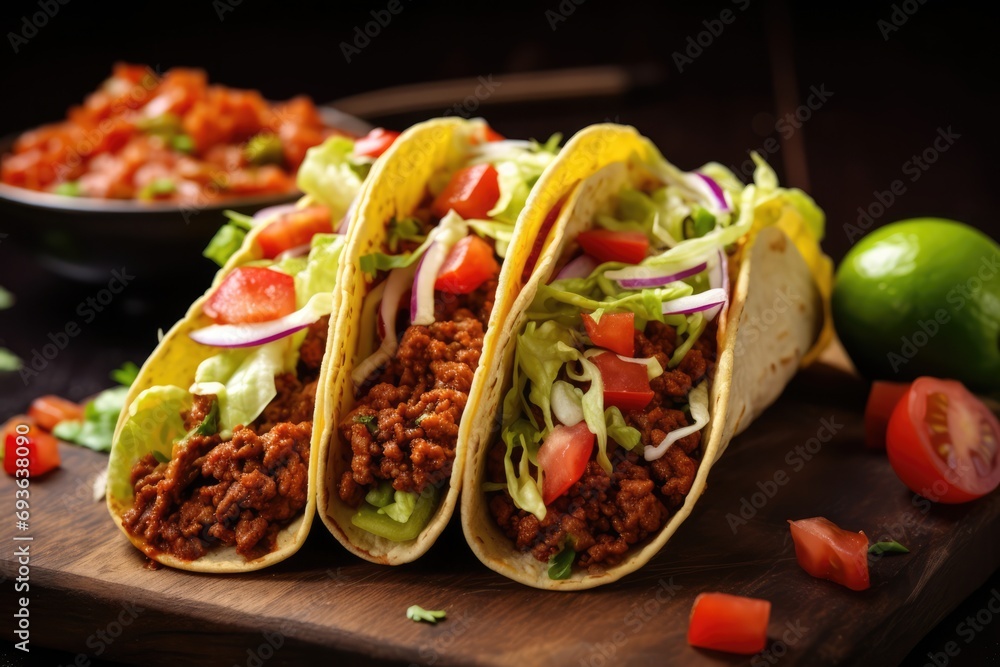Traditional Mexican Tacos, Popular Street Fast Food Traditional Mexican Tacos, Popular Street Fast Food