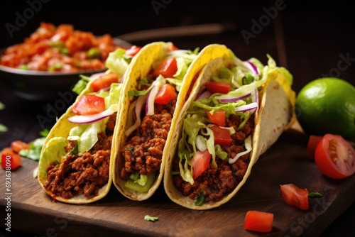 Traditional Mexican Tacos, Popular Street Fast Food