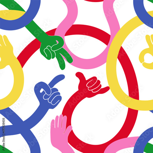 hands illustration pattern, seamless hand drawing pattern with people arm