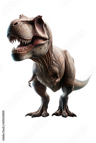 This powerful representation captures a Tyrannosaurus Rex in a formidable stance  its mouth agape revealing razor-sharp teeth  with fine details highlighting its textured skin and intense gaze.