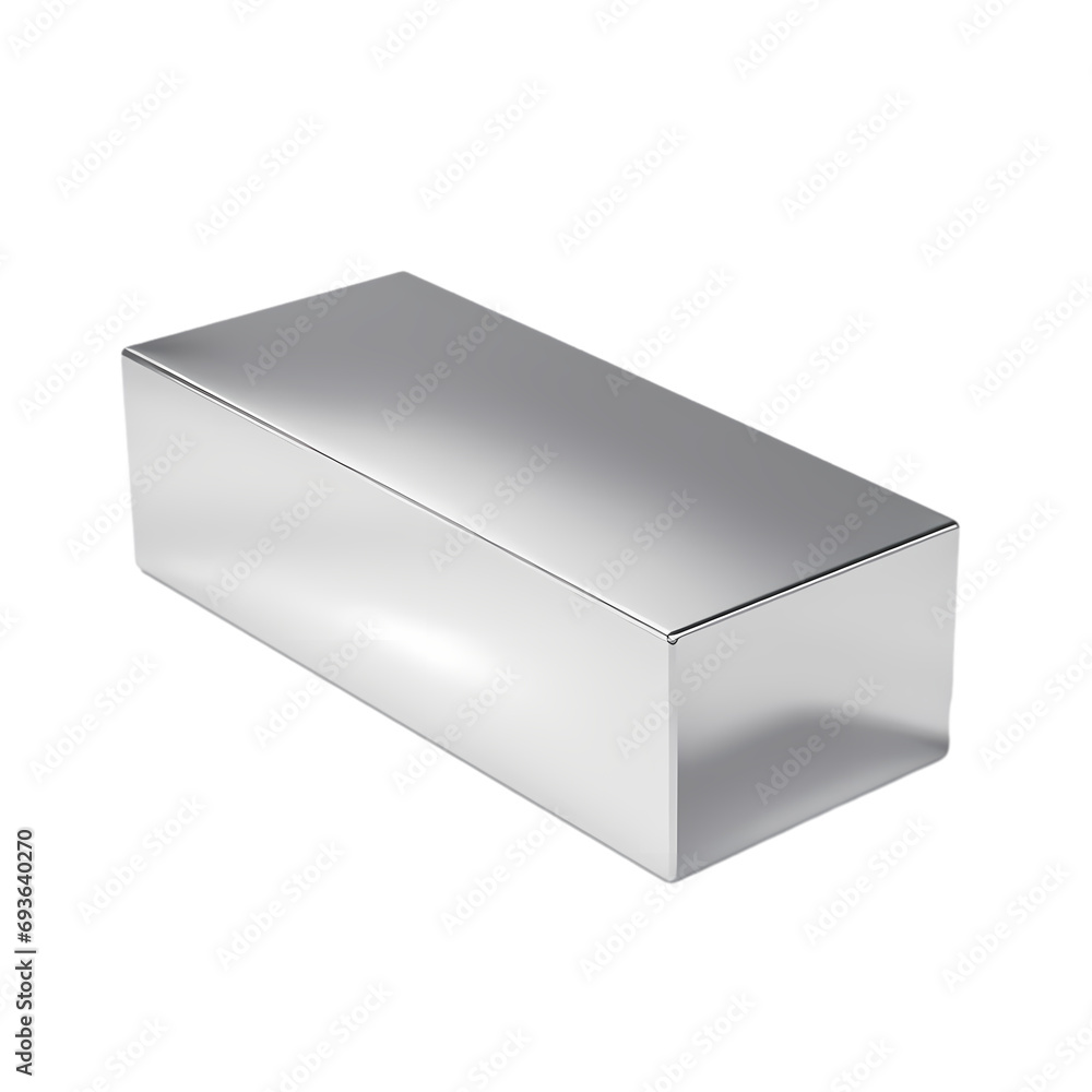 Naklejka premium Silver packaging box isolated on transparent background