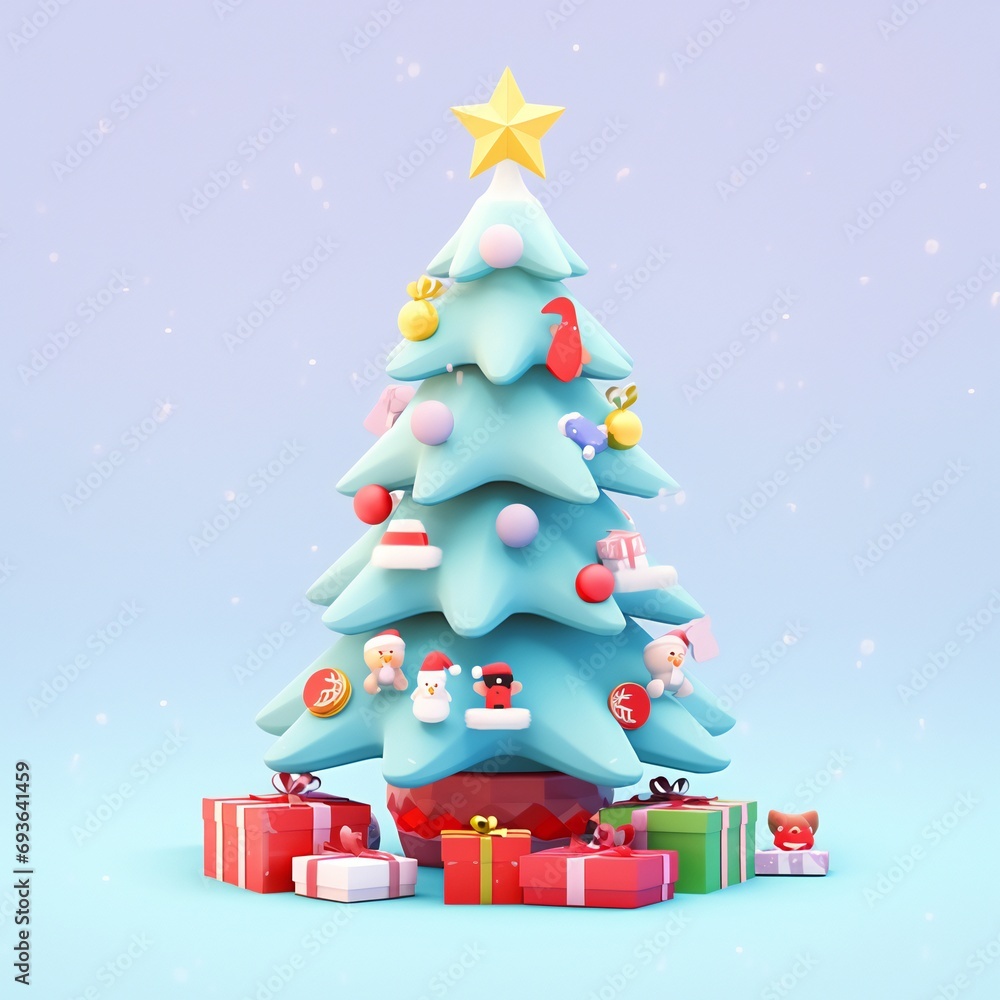 Christmas tree 3d icon cartoon style Christmas tree 3d icon cartoon style
