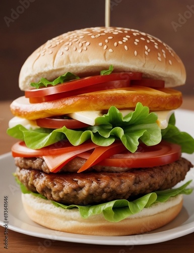 hamburger on a white background, AI-generated