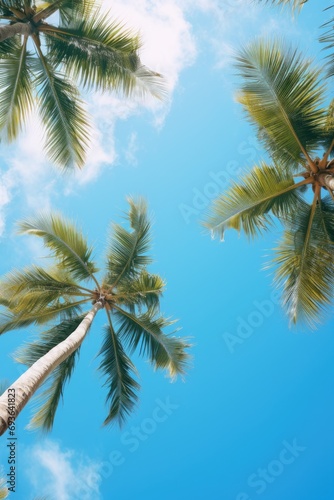 Blue sky and palm trees