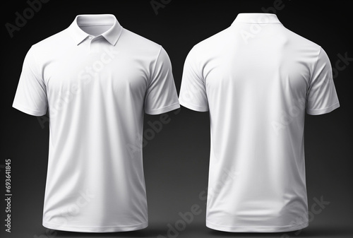 Realistic Man empty blank white color short T-shirt mockup template front and back view on white background