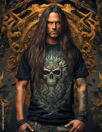 Portrait of a floridian death metal singer - Generative AI	 photo