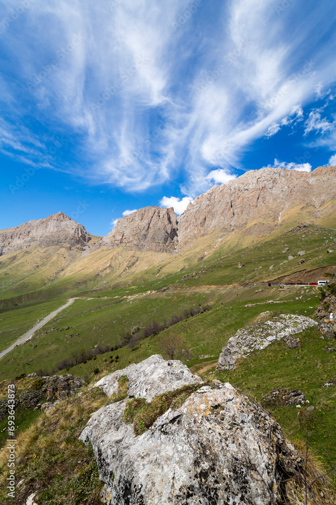 Fototapeta premium Panoramic view of the Caucasus mountains