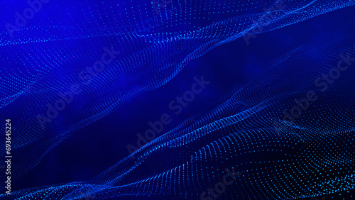 abstract technology blue particles flow and digital blue dots wave background. Futuristic technology digital abstract background concept.