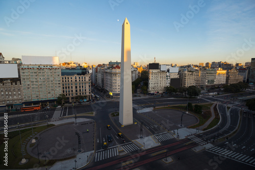 Fotografija The iconic obelisk of Buenos Aires, Argentina, lit by sunrise