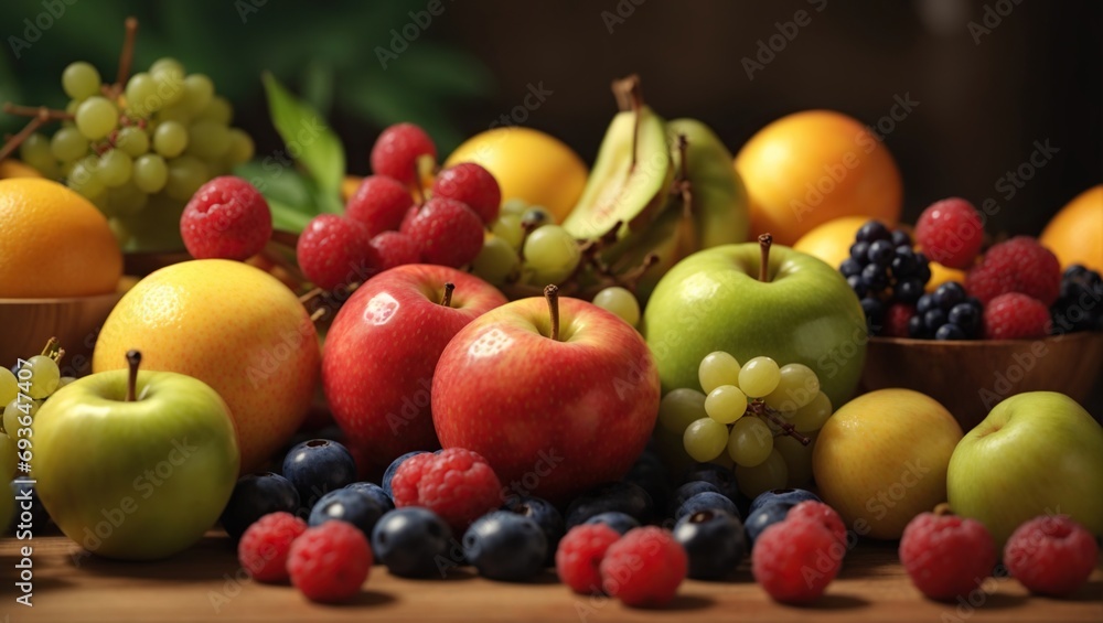 Fruits and Vegetables, Fresh Grapes with Apples and Blueberry, using Generative Ai Fruits and Vegetables, Fresh Grapes with Apples and Blueberry, using Generative Ai