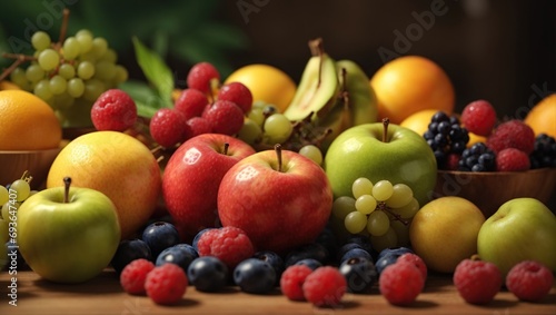 Fruits and Vegetables  Fresh Grapes with Apples and Blueberry  using Generative Ai