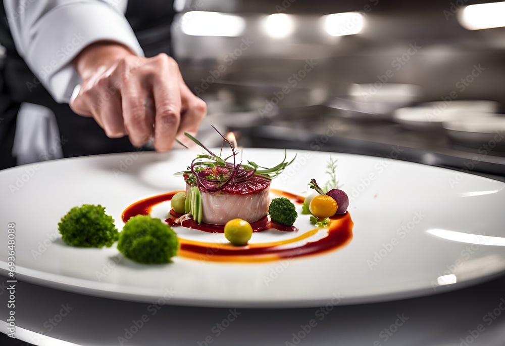 chef preparing salad in a high rated hotel
