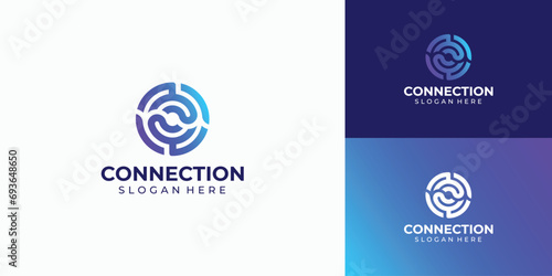 Letter C circle connection logo design