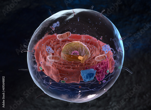 Organelles inside an Eukaryote or eukaryotic cell photo