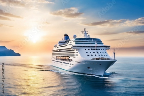 cruise ship at sunset