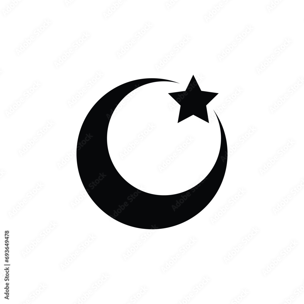 Moon and stars vector icon on background. Flat Moon Icon. Night symbol. Vector illustration. EPS10. Moon and stars vector icon on background. Flat Moon Icon. Night symbol. Vector illustration. EPS10.