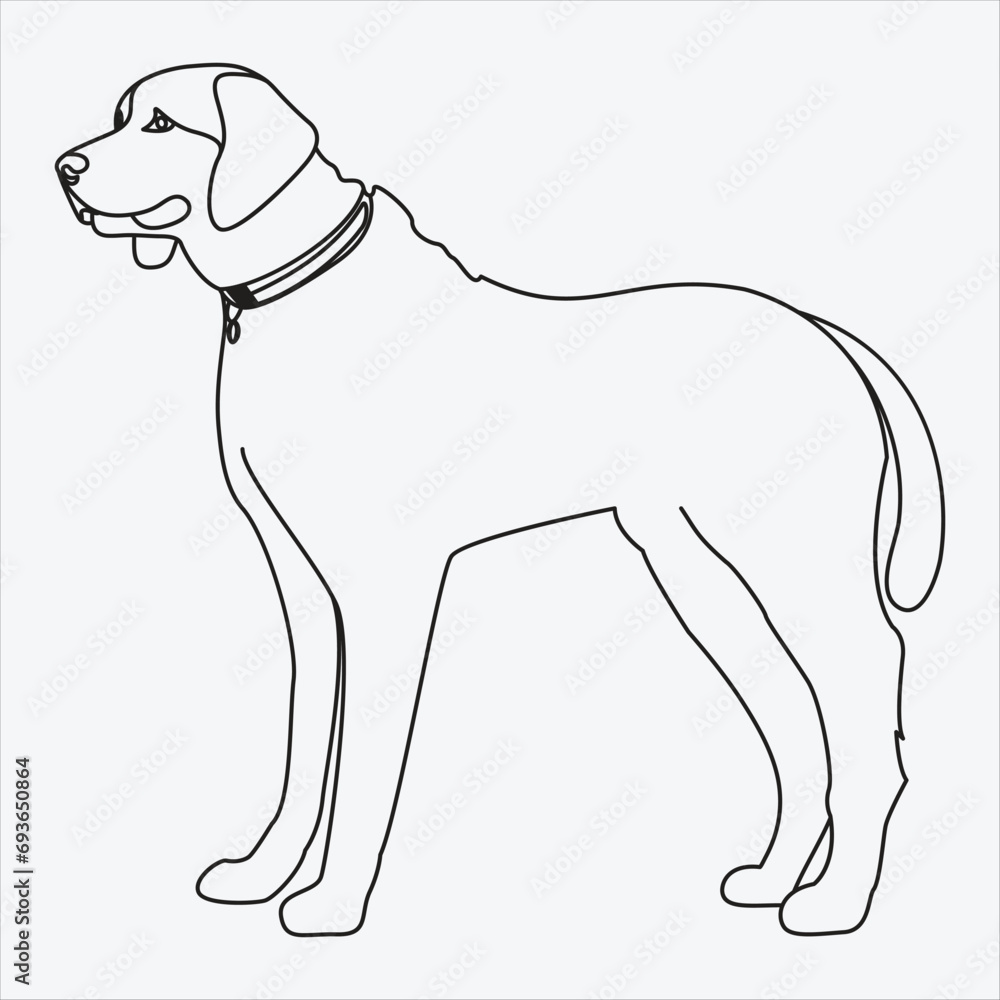 one line hand drawn dog outline vector illustration