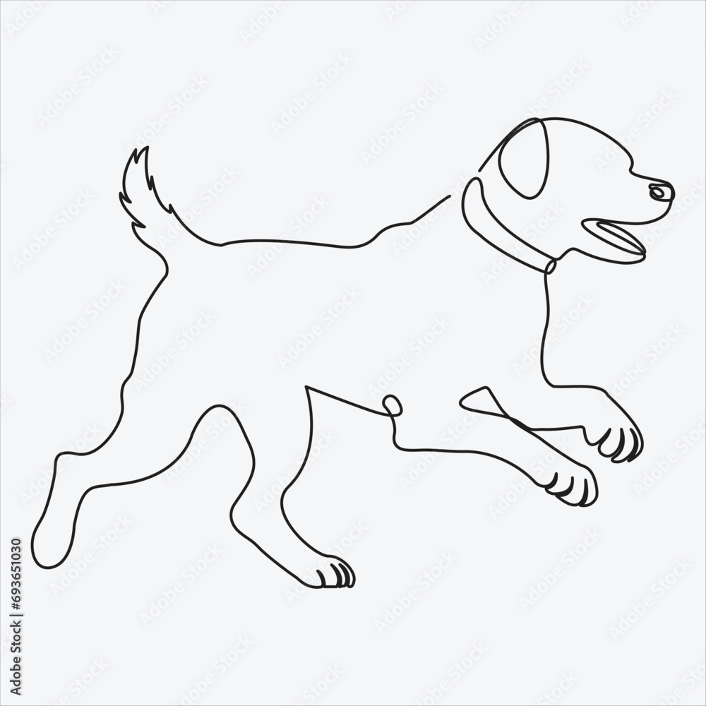 Vector Continuous line drawing of dog one line drawing
