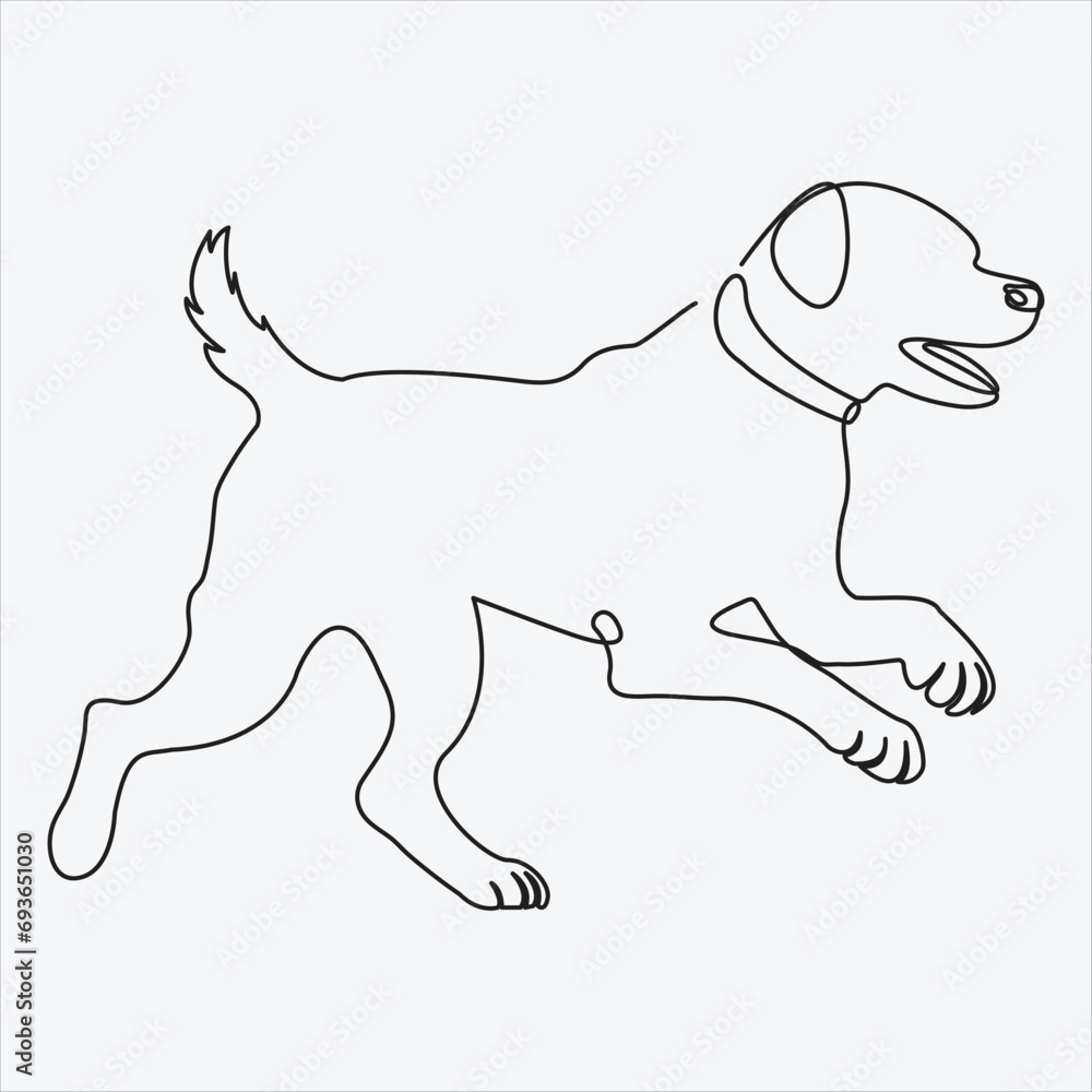 Vector Continuous line drawing of dog one line drawing Vector Continuous line drawing of dog one line drawing