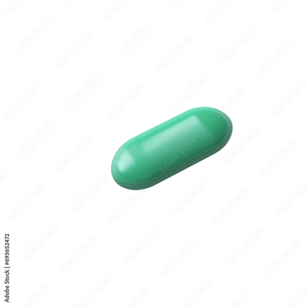 Medical pill capsule isolated on transparent background