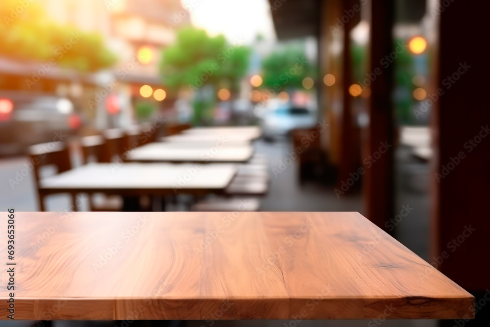 empty restaurant table on the terrace