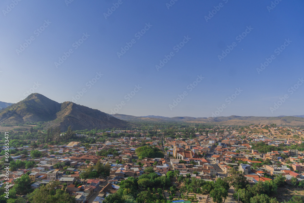 View of Aiquile city of Cochabamba, city of bolivian cultural festival of music, folclore. landscape