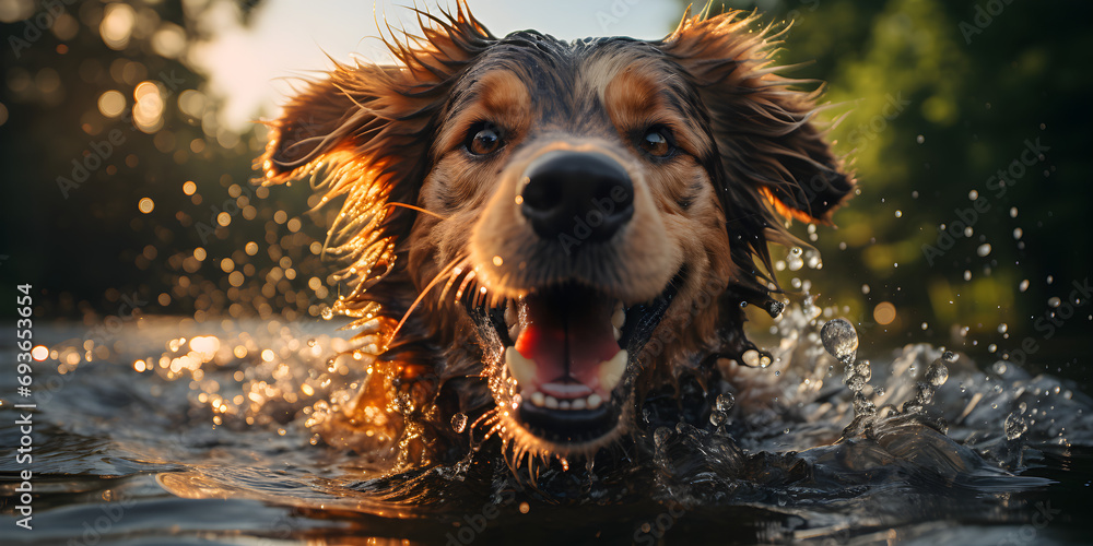 Dog likes swimming