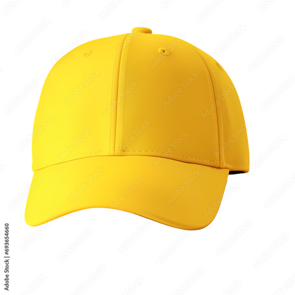 Fototapeta premium Yellow baseball cap isolated on transparent background