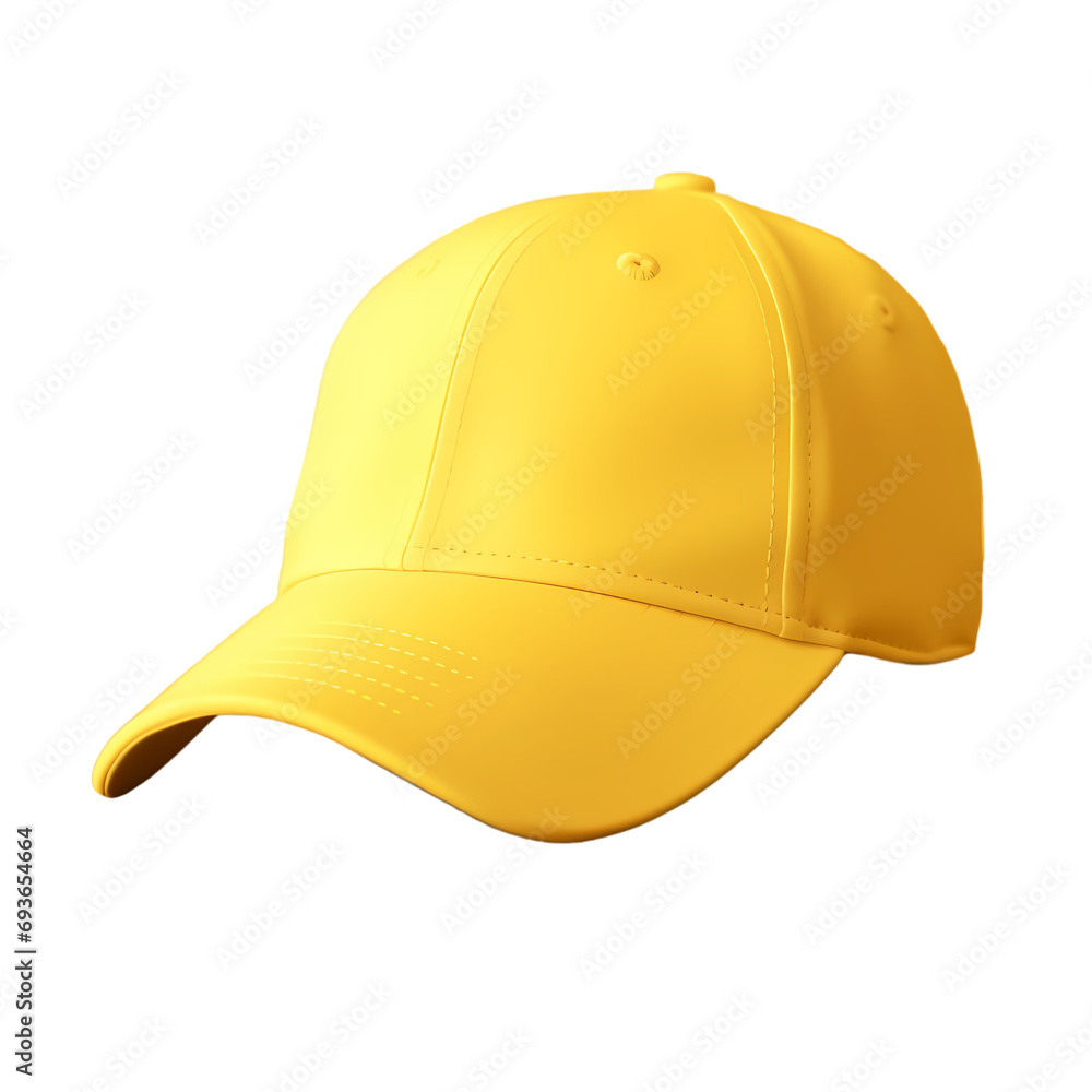 Fototapeta premium Yellow baseball cap isolated on transparent background