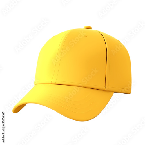 Yellow baseball cap isolated on transparent background