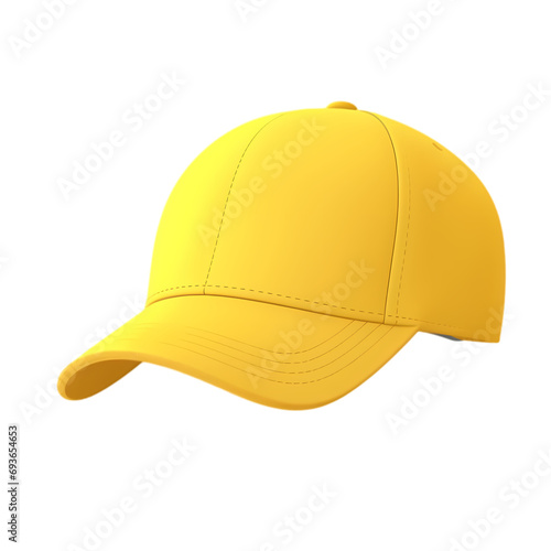 Yellow baseball cap isolated on transparent background
