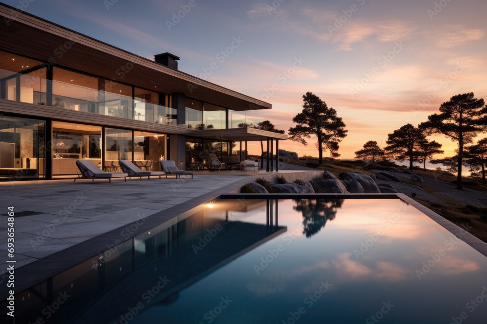 Luxurious Modern Home with Poolside Sunset Views