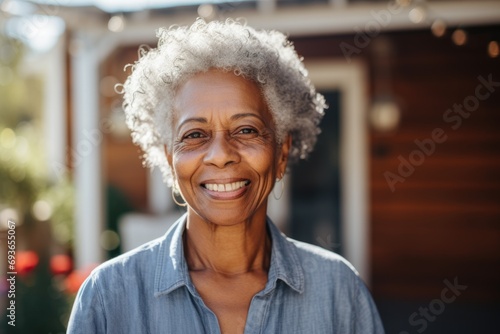 Portrait of a smiling senior woman in nursing home photo