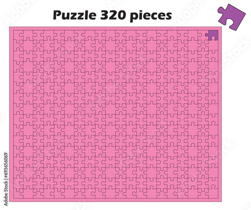 グラフィック素材　無地の各ピースが独立したジグソーパズルのイラスト　320ピース