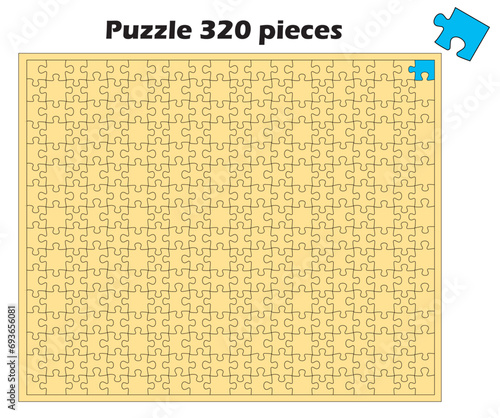 グラフィック素材　無地の各ピースが独立したジグソーパズルのイラスト　320ピース