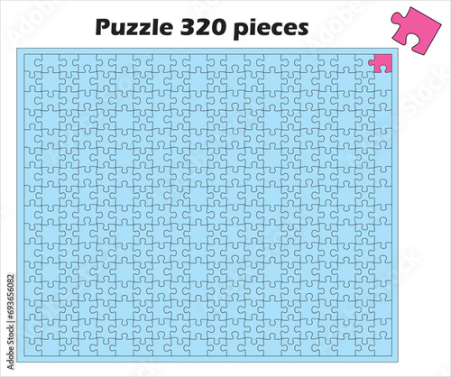 グラフィック素材　無地の各ピースが独立したジグソーパズルのイラスト　320ピース