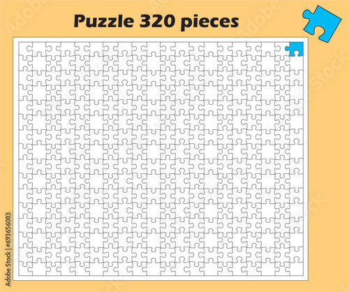 グラフィック素材　無地の各ピースが独立したジグソーパズルのイラスト　320ピース