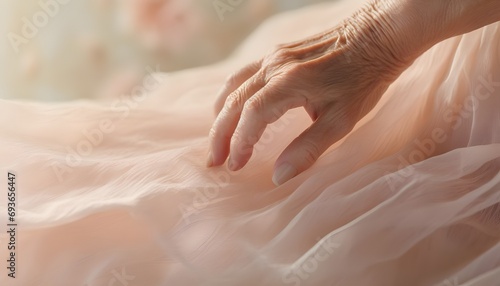 Close-up of elderly lady's hand ballet dancing
