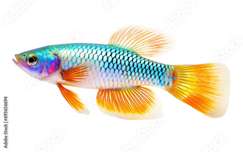Radiant Killifish A Glimpse of Iridescent Scales Isolated on Transparent Background PNG.