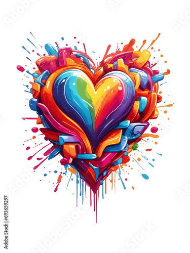 graphics big graffiti heart on white background for lovers