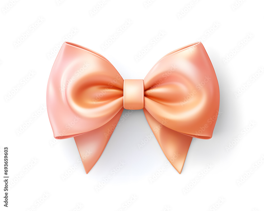 Peach color bow isolated on white background