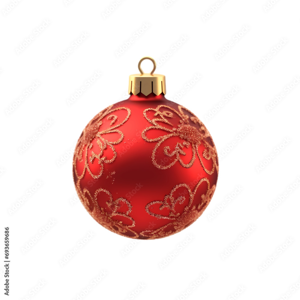 Red Christmas ball decoration isolated on transparent background