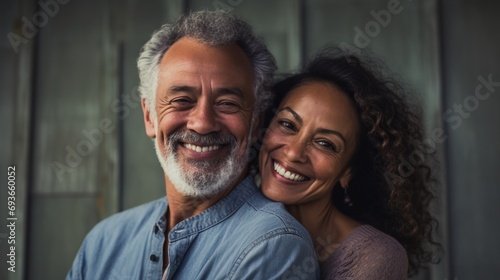 smiling loving older couple