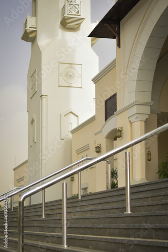Obraz na plátně the potrait view of mosque and stairs at cairo egypt on clear day
